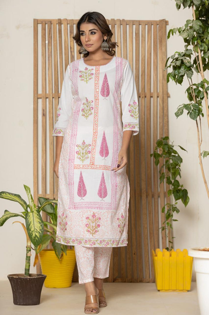 White Cotton 3 pc Suit
