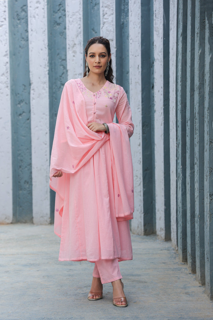 Pink Mul Cotton Suit