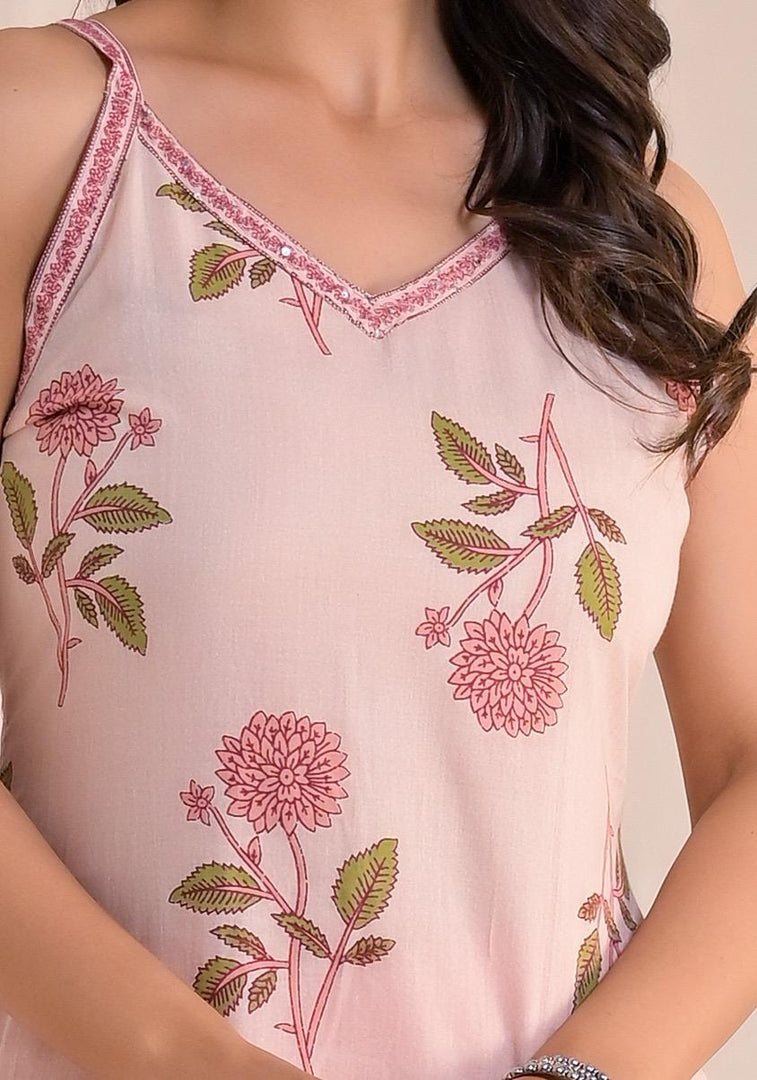 Peach Spaghetti Cotton Suit