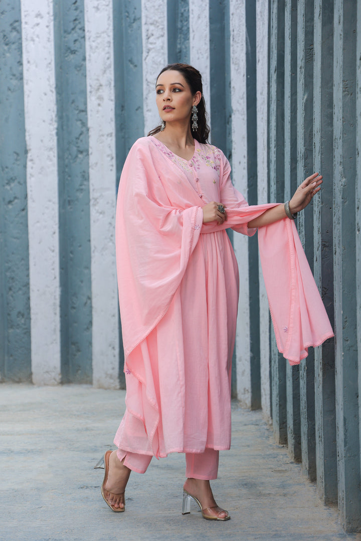 Pink Mul Cotton Suit