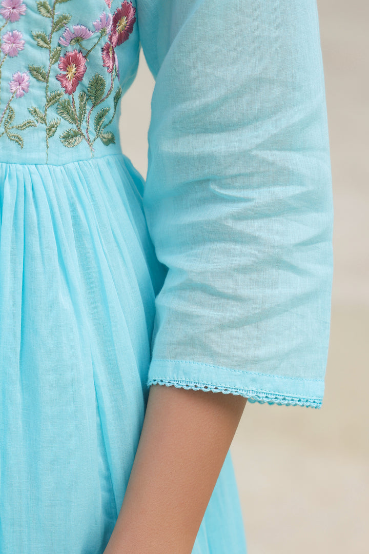Turquoise Mul Cotton Suit