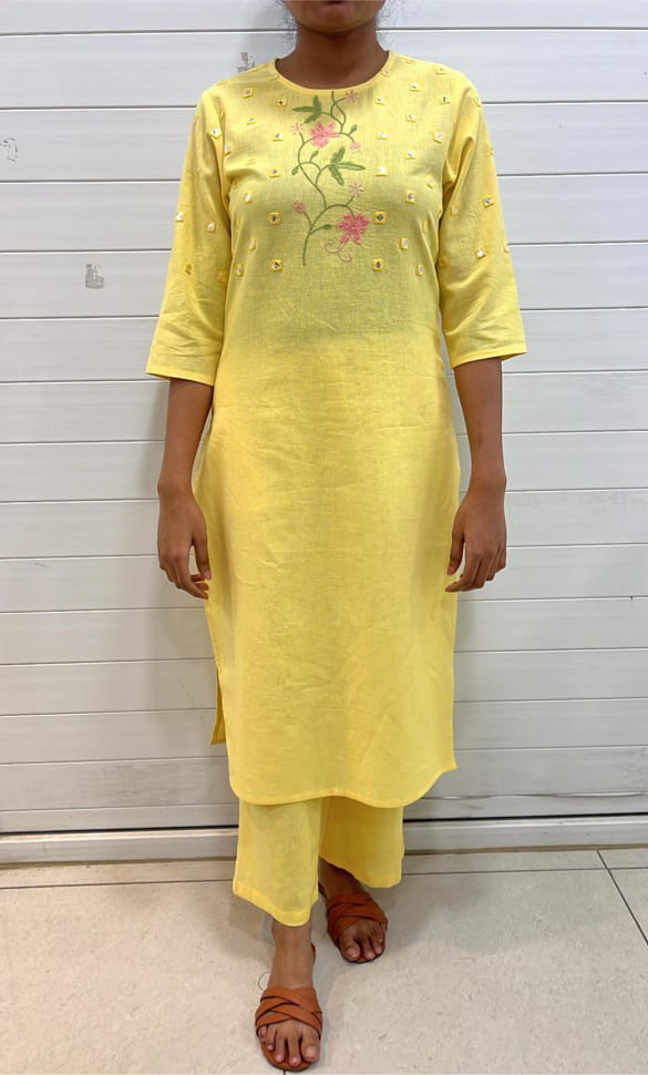 LEMON KHADI COORD SET