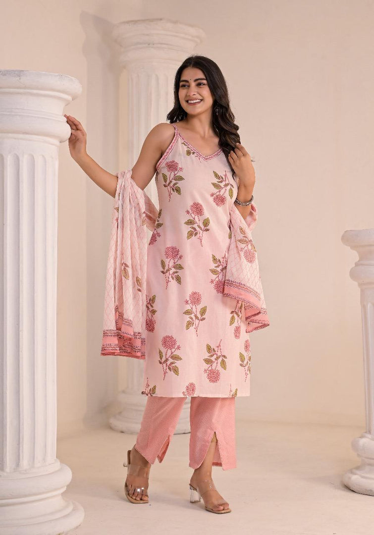 Peach Spaghetti Cotton Suit