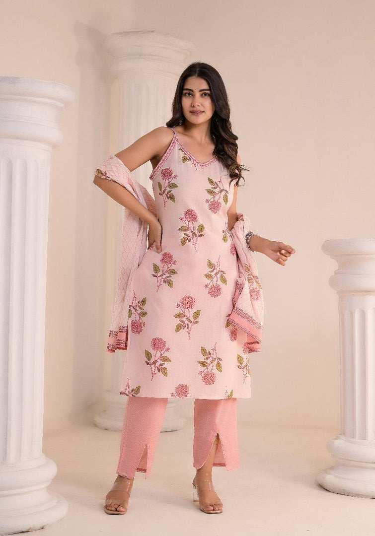 Peach Spaghetti Cotton Suit