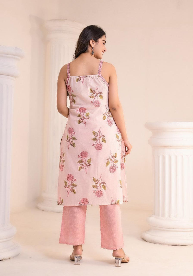 Peach Spaghetti Cotton Suit
