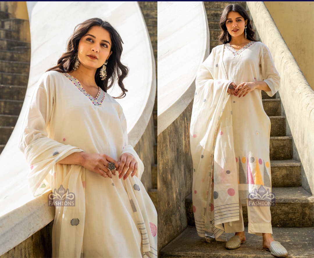 Pure Cotton Jacquard 3 pc Set with lining