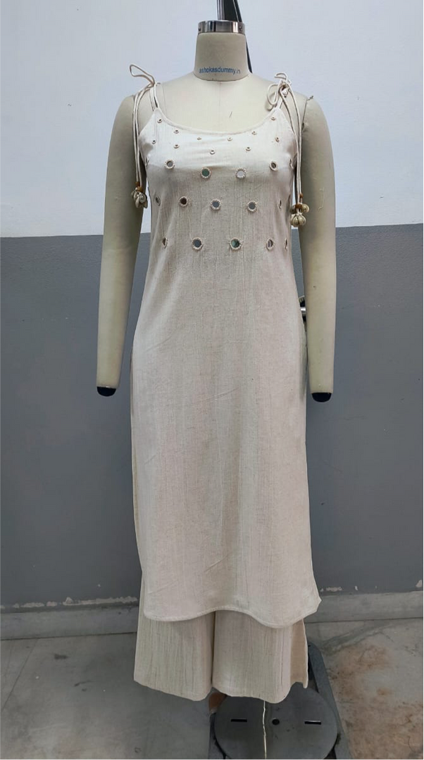 NOODLE STRAP MIRROR KURTA PANT SET
