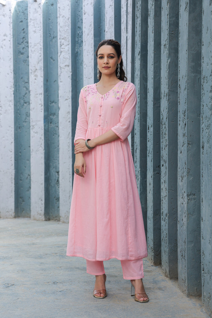 Pink Mul Cotton Suit