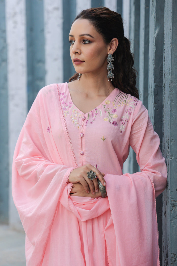 Pink Mul Cotton Suit