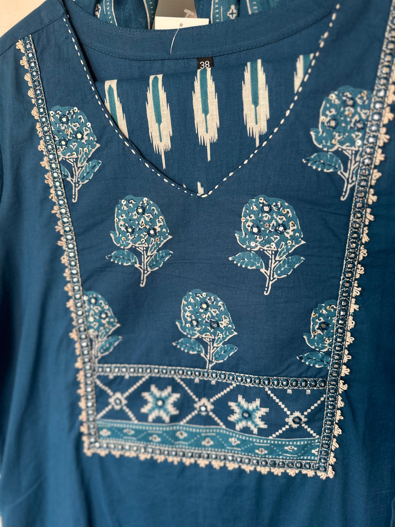 Blue Cotton Suit with Dupatta