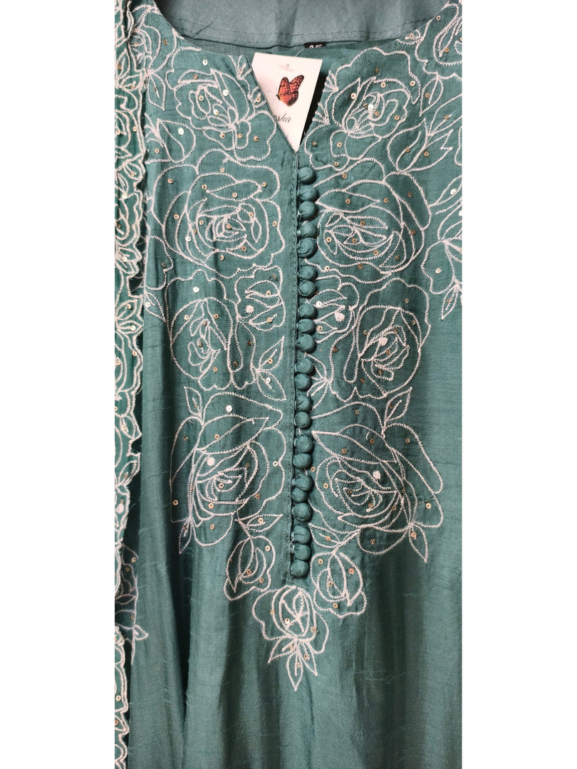 Teal green Dola silk suit