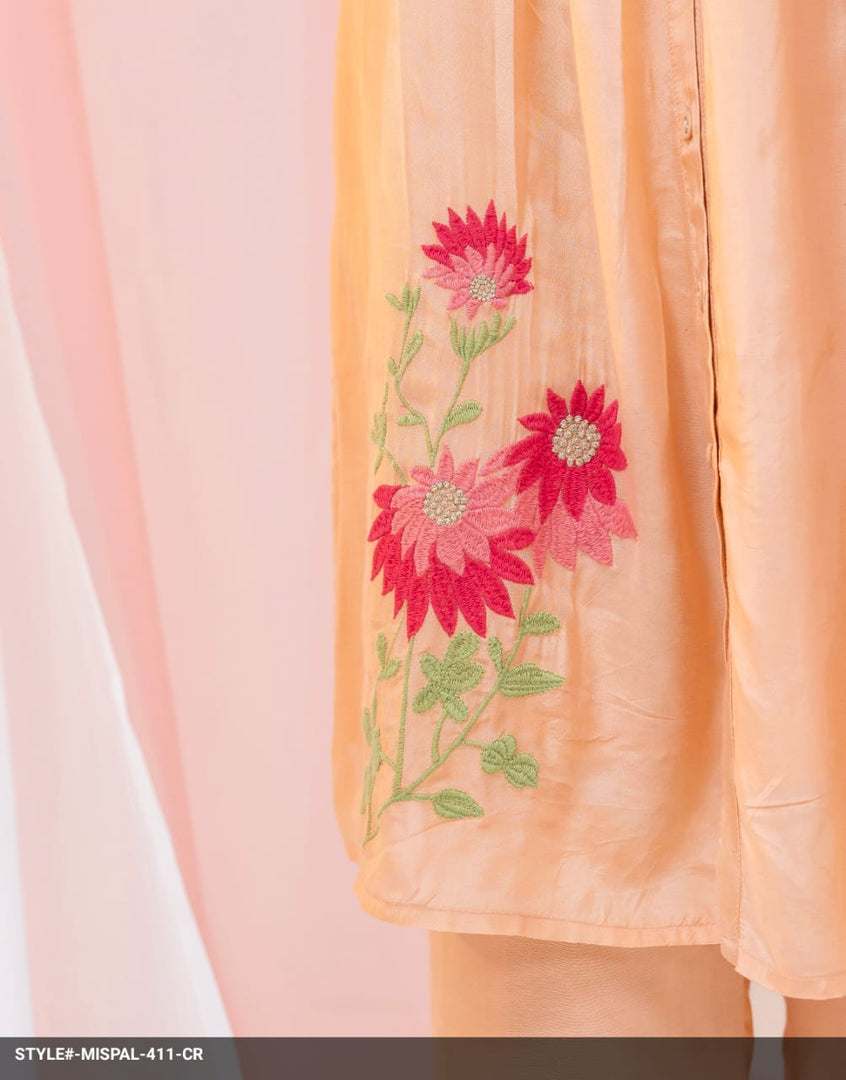 VISCOSE MUSLIN PEACH KURTA SET