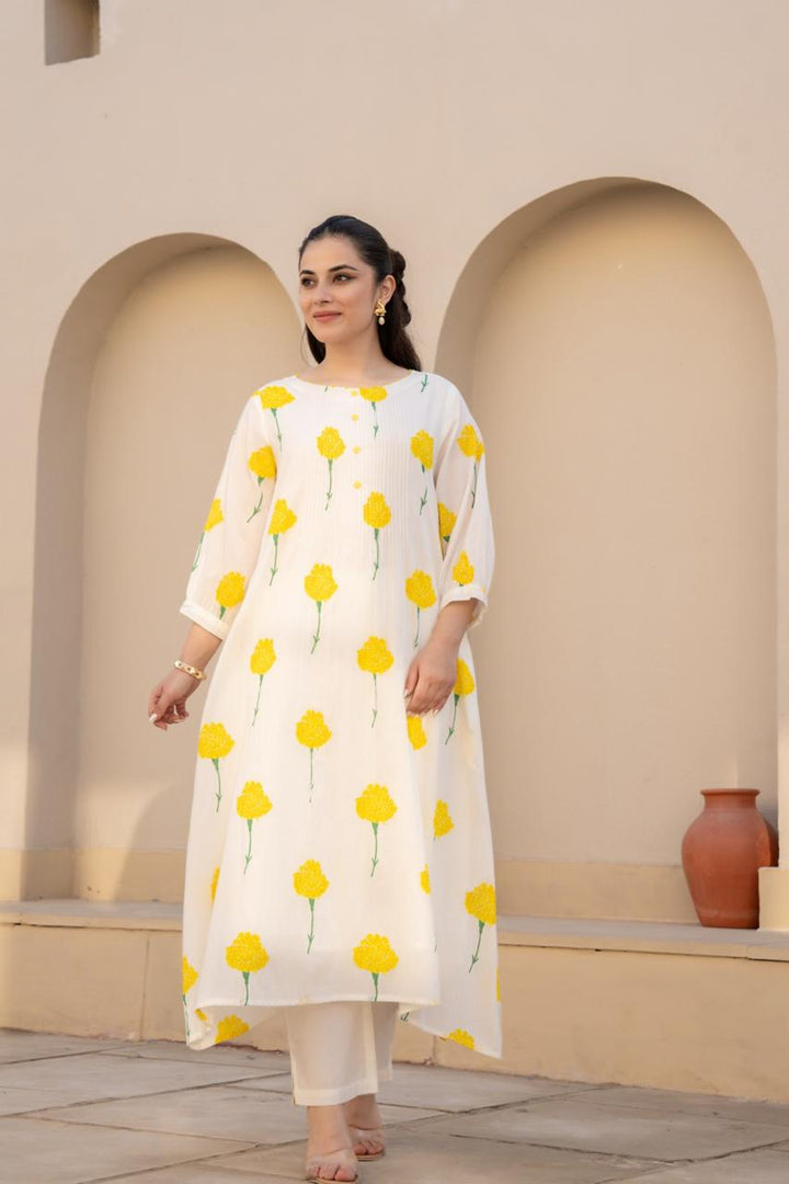 Yellow Mul Cotton Co ord Set