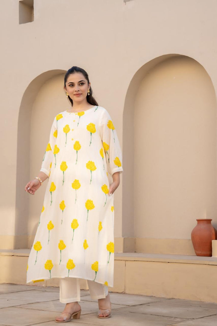 Yellow Mul Cotton Co ord Set