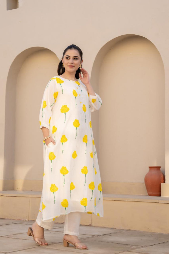 Yellow Mul Cotton Co ord Set