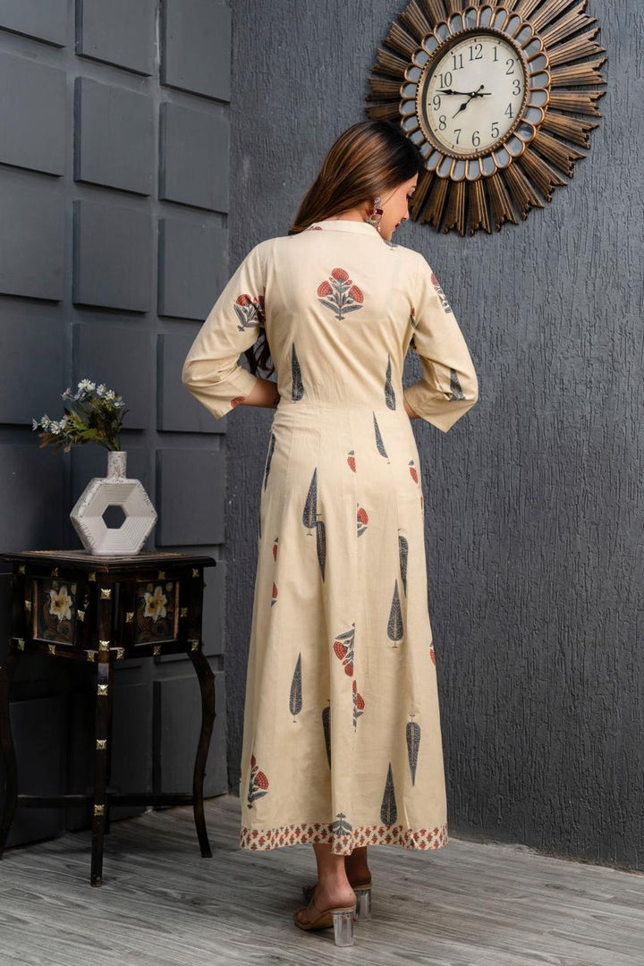 Beige Anakali Kurta with Dupatta