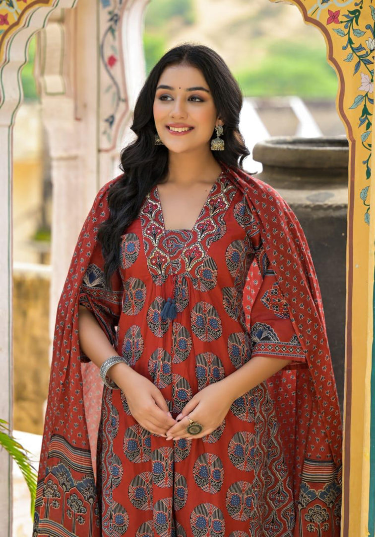 Ajrakh Print Kurta Set
