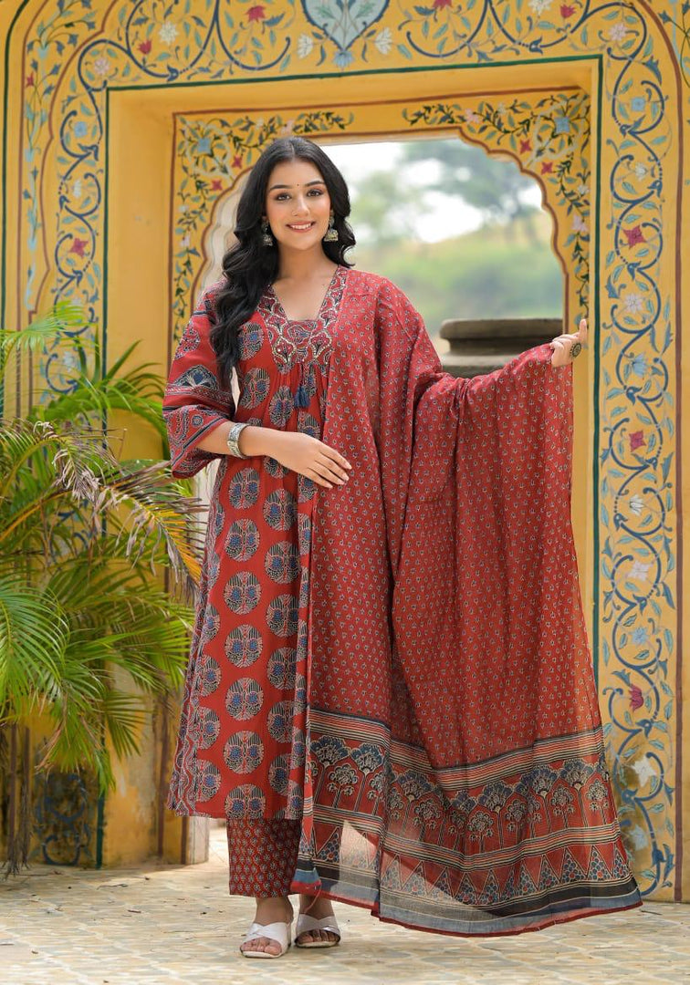 Ajrakh Print Kurta Set