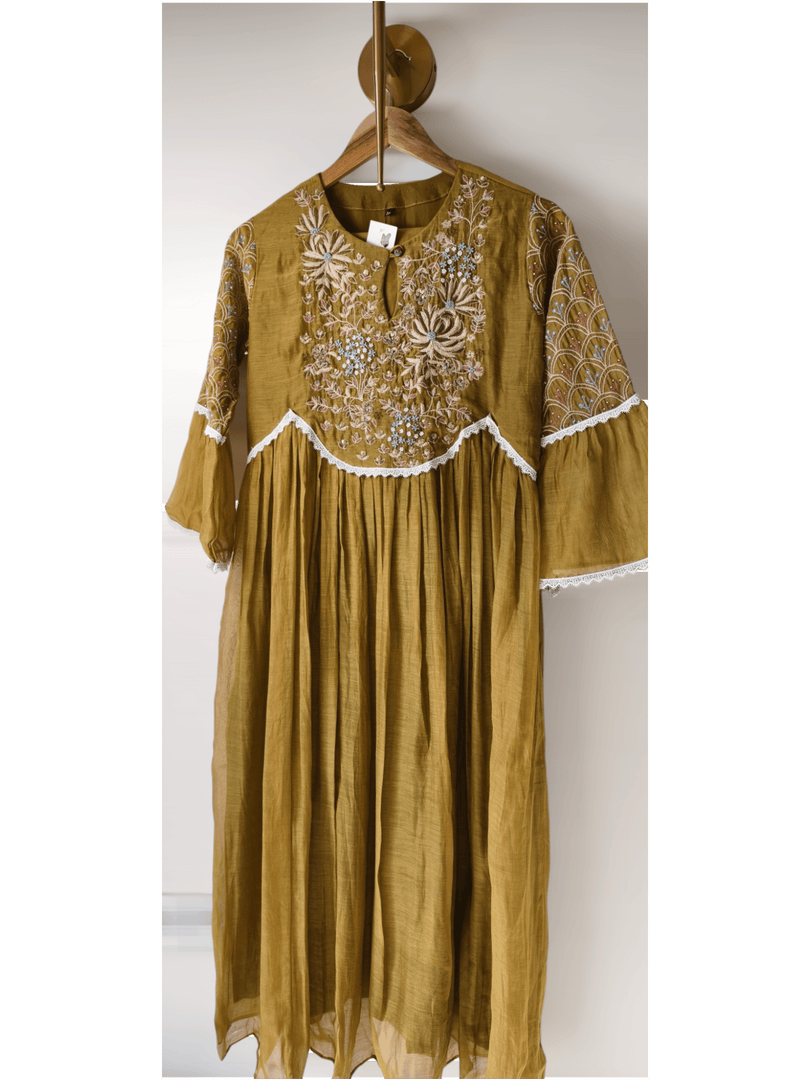 Chime bell sleeves 2-piece Mul Chanderi suit