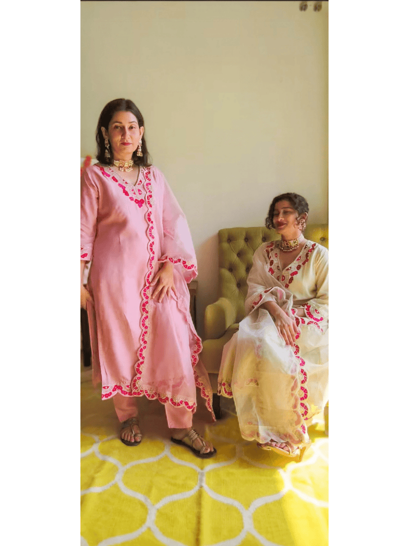 Dola silk suit with organza dupatta