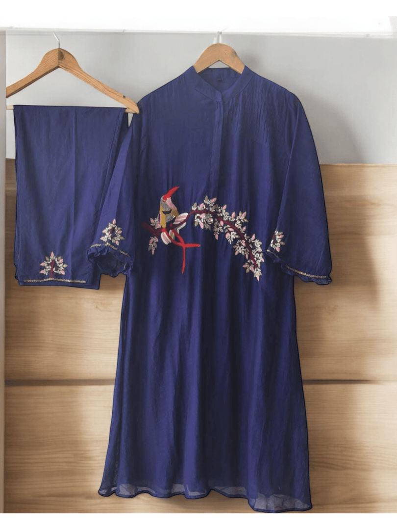 Purple mul Chanderi 2-pc set