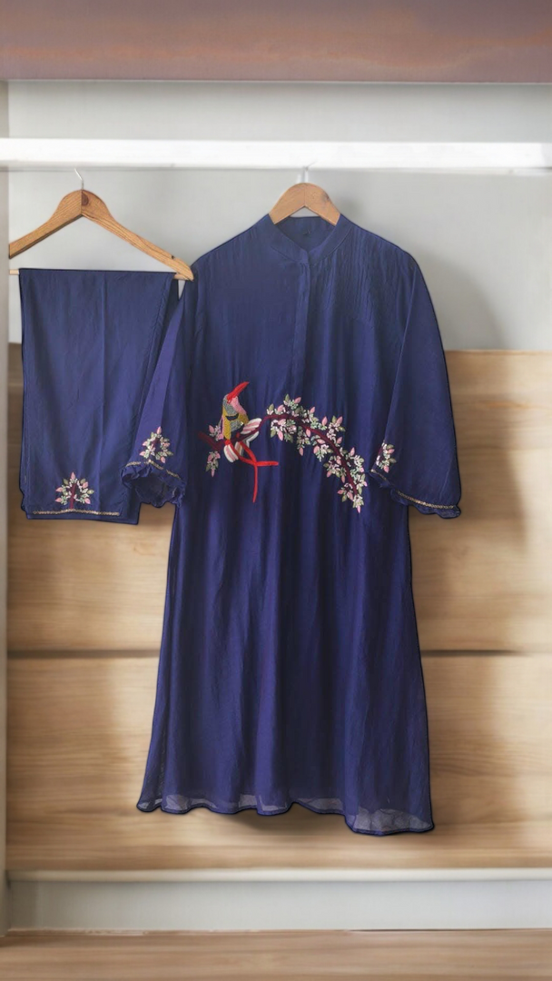 Purple mul Chanderi 2-pc set