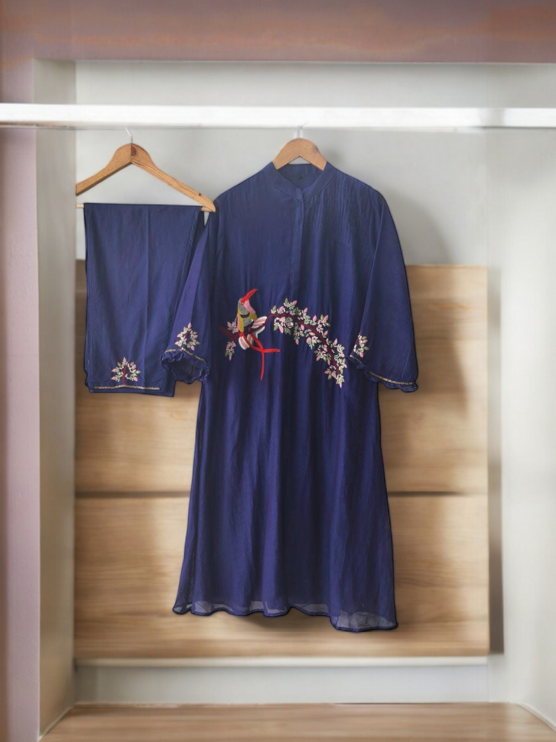 Purple mul Chanderi 2-pc set