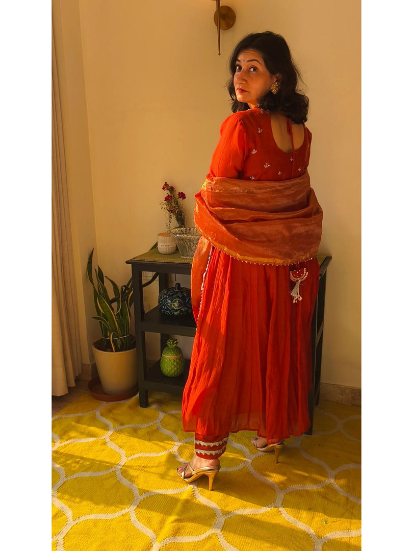 Angrakha mul chanderi 3pc suit