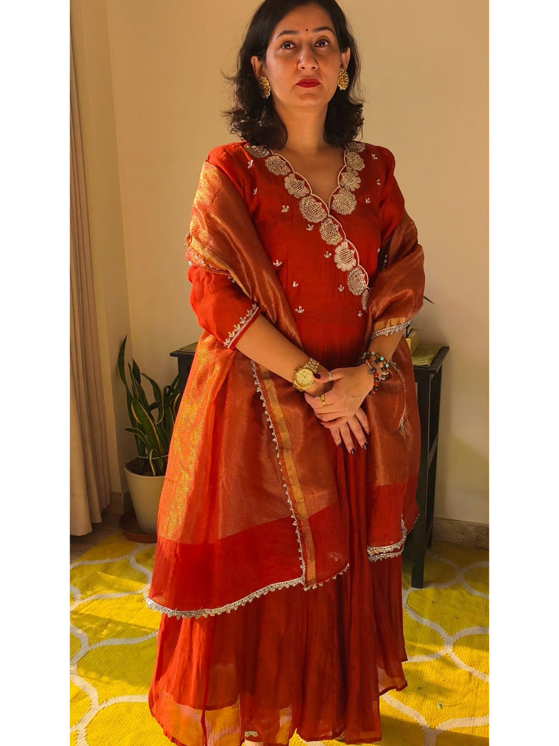 Angrakha mul chanderi 3pc suit