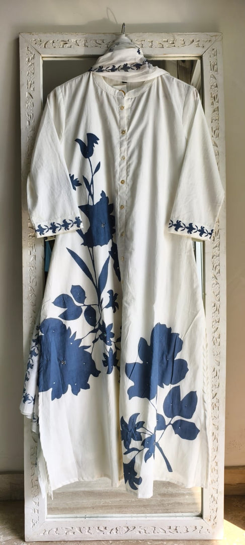 White Cotton Suit with Dupatta
