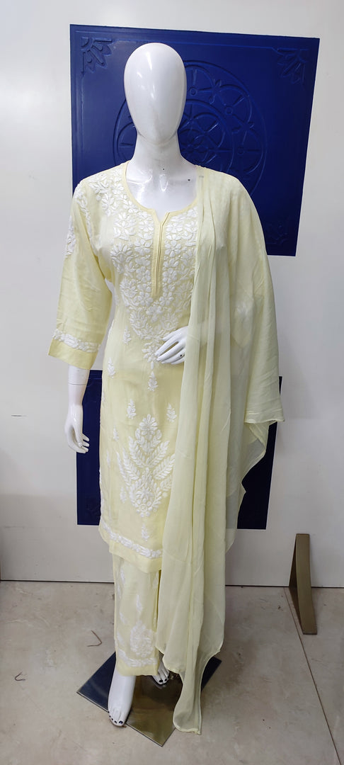 Lemon Chikankari 3 pc Suit