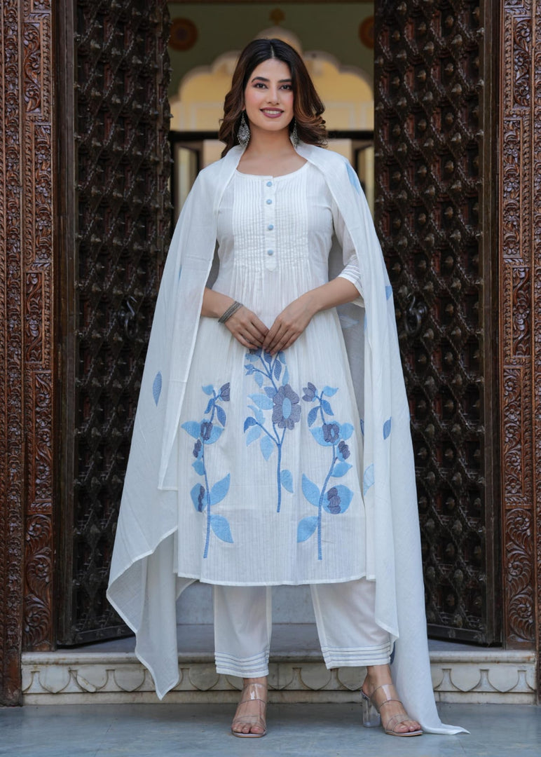 Cotton Suit with Cross Stitch Embroidery