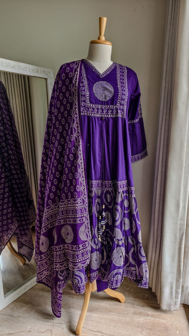 Purple Anarkali Kurta Set with Dupatta