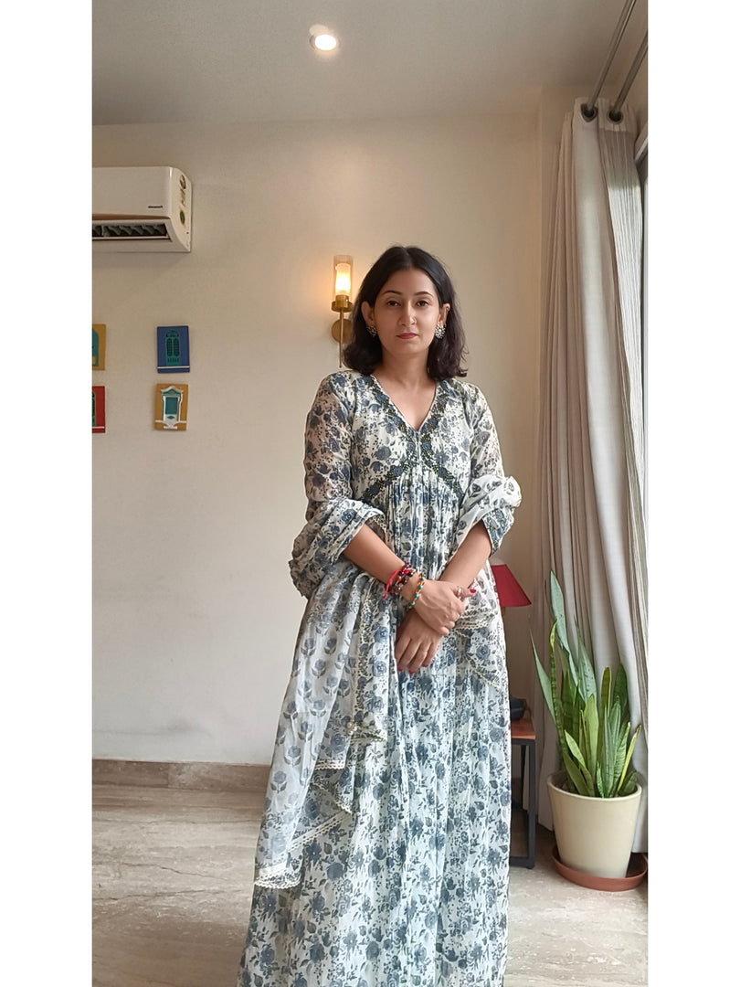 Mul Cotton Anarkali 3pc suit