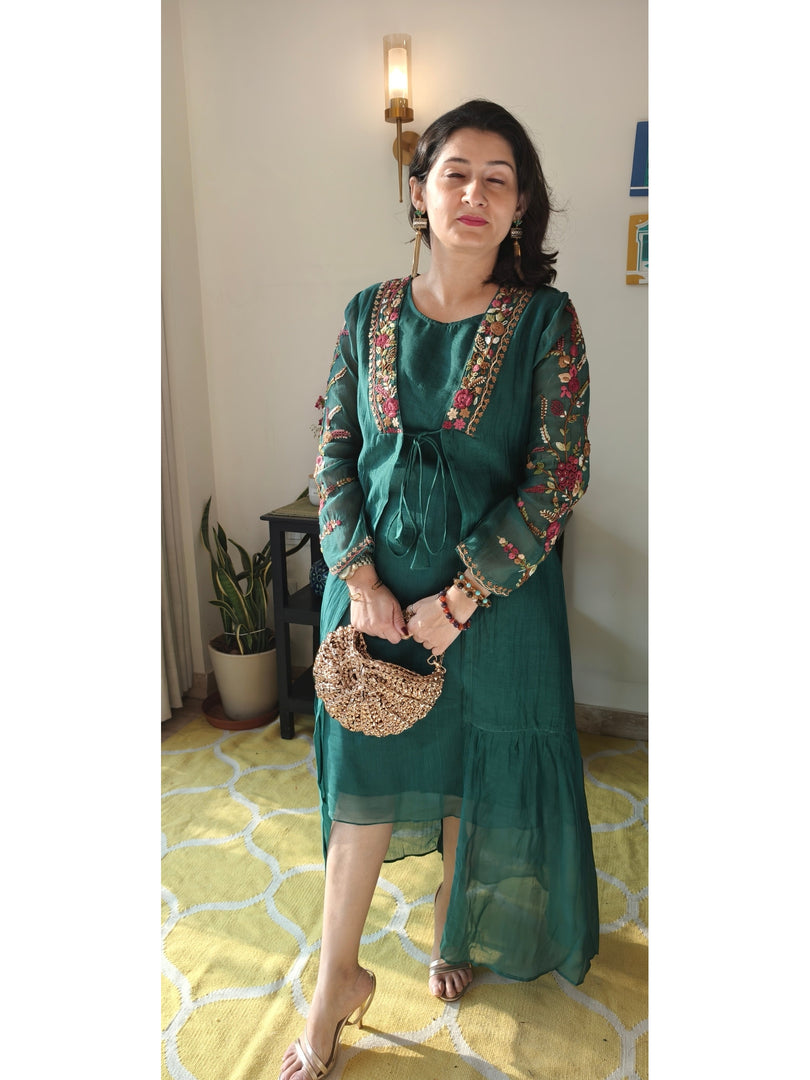 Mul Chanderi dress paired with a  jacket