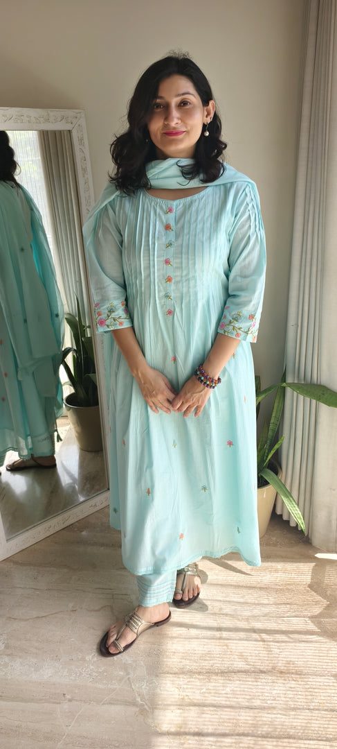 Turquoise Mul Cotton Suit