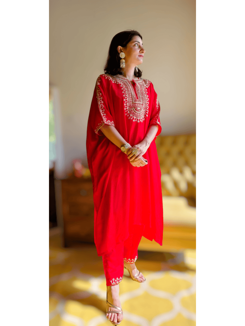 Designer Dola silk kaftan suit