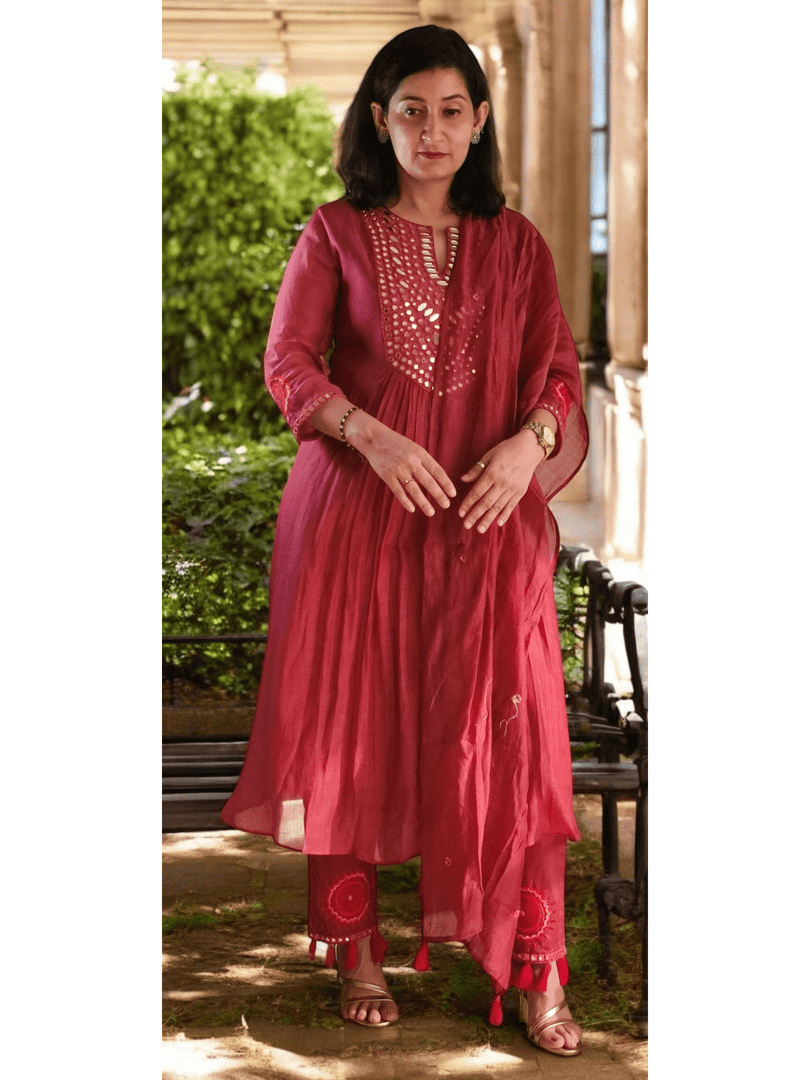 Mul Chanderi 3pc mirror suit